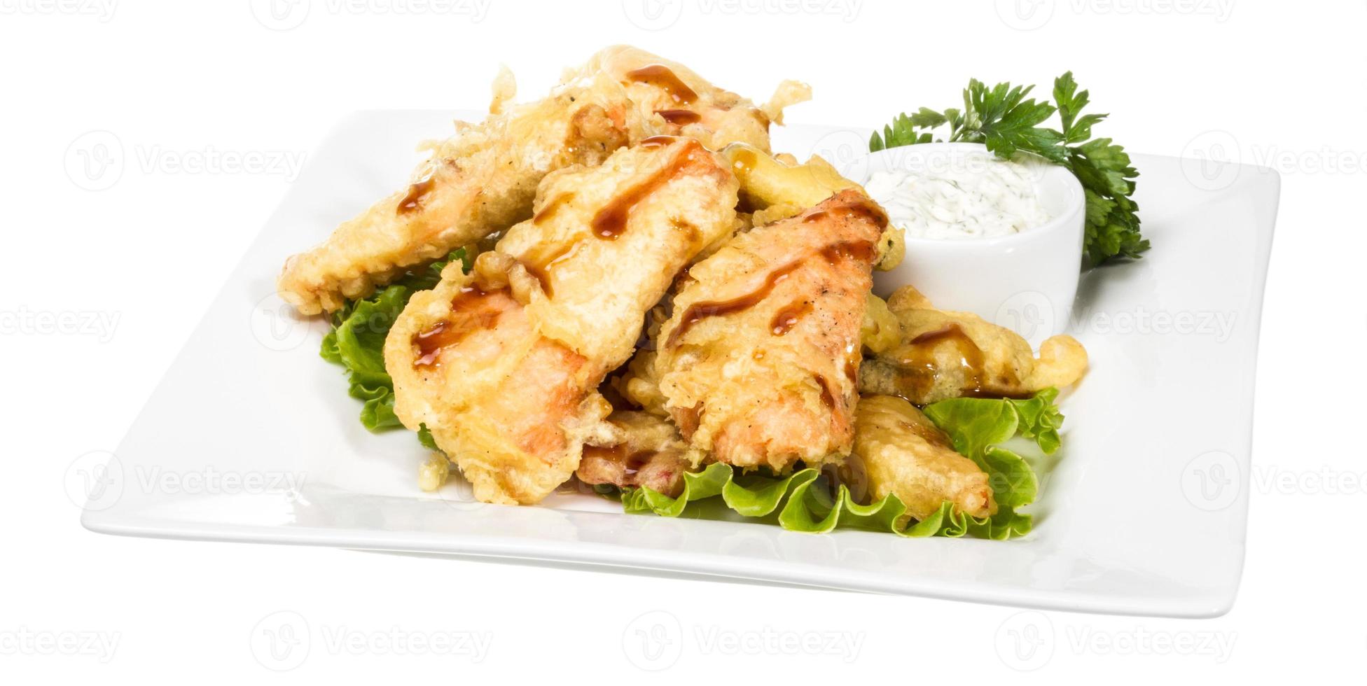 tempura de salmón, comida japonesa foto