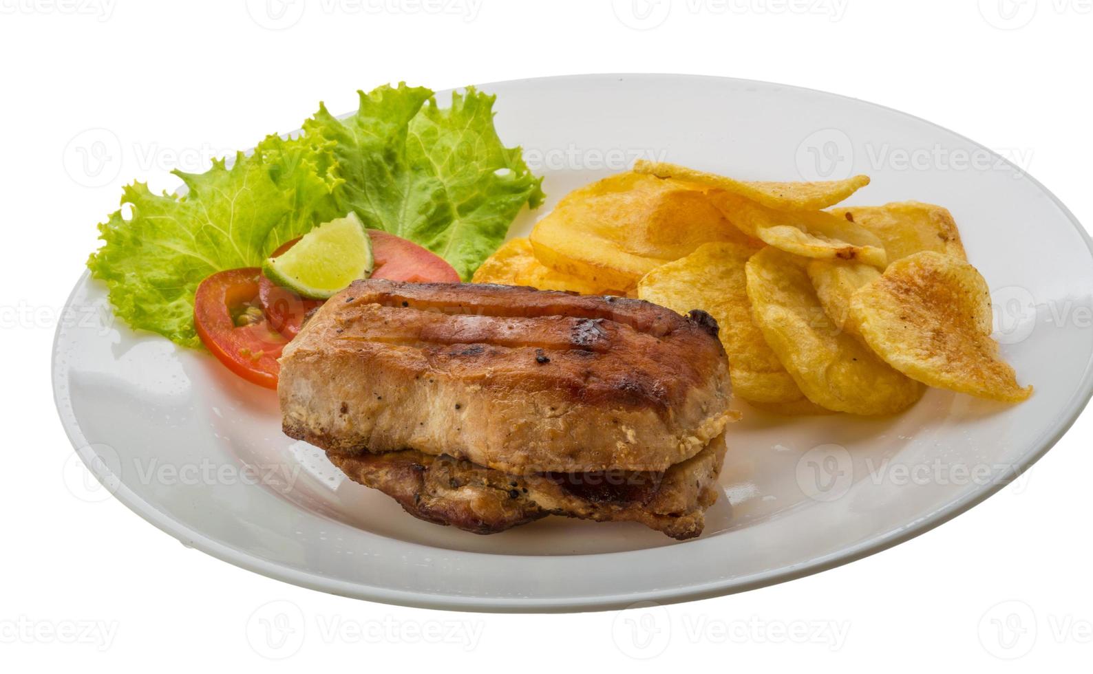 Grilled pork with potato photo