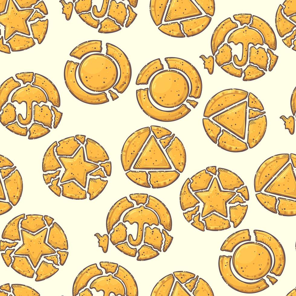 Seamless pattern dalgona Korean sponge candy Vector. Sugar honeycomb. vector