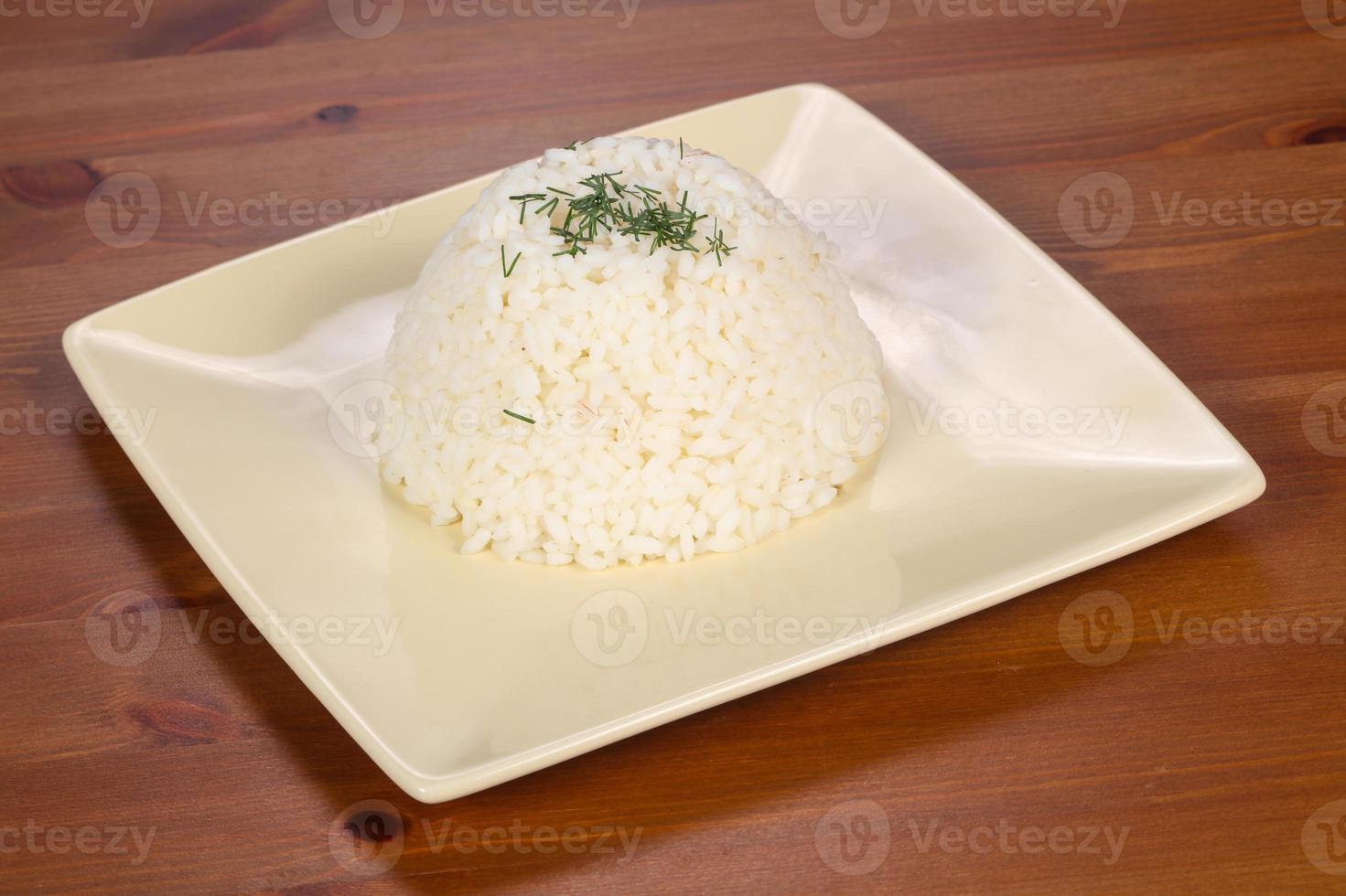 Steamed rice in the plate photo