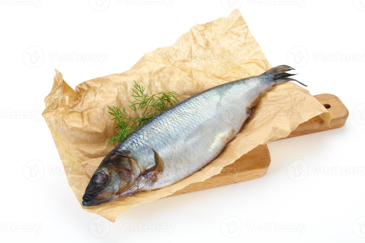 Salted herring over the wooden board photo