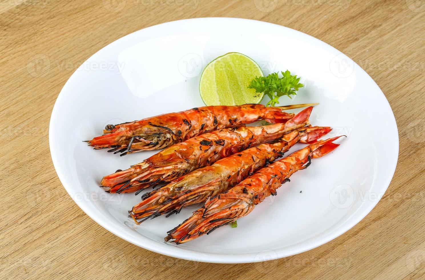 Grilled king prawns photo