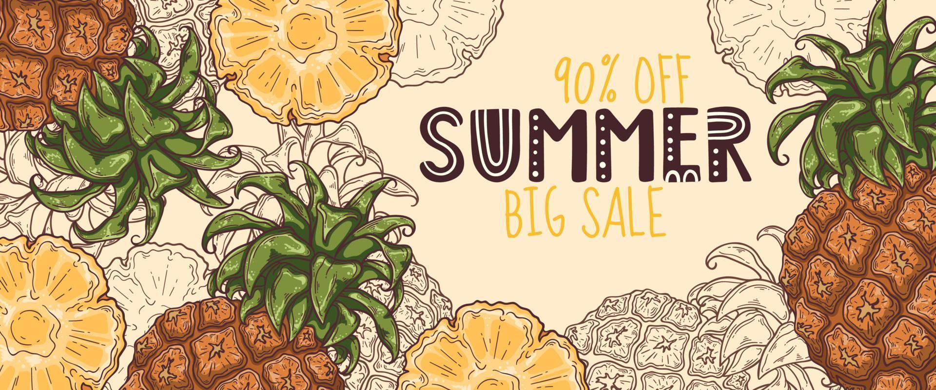 Hand drawn summer banner Vector. vector