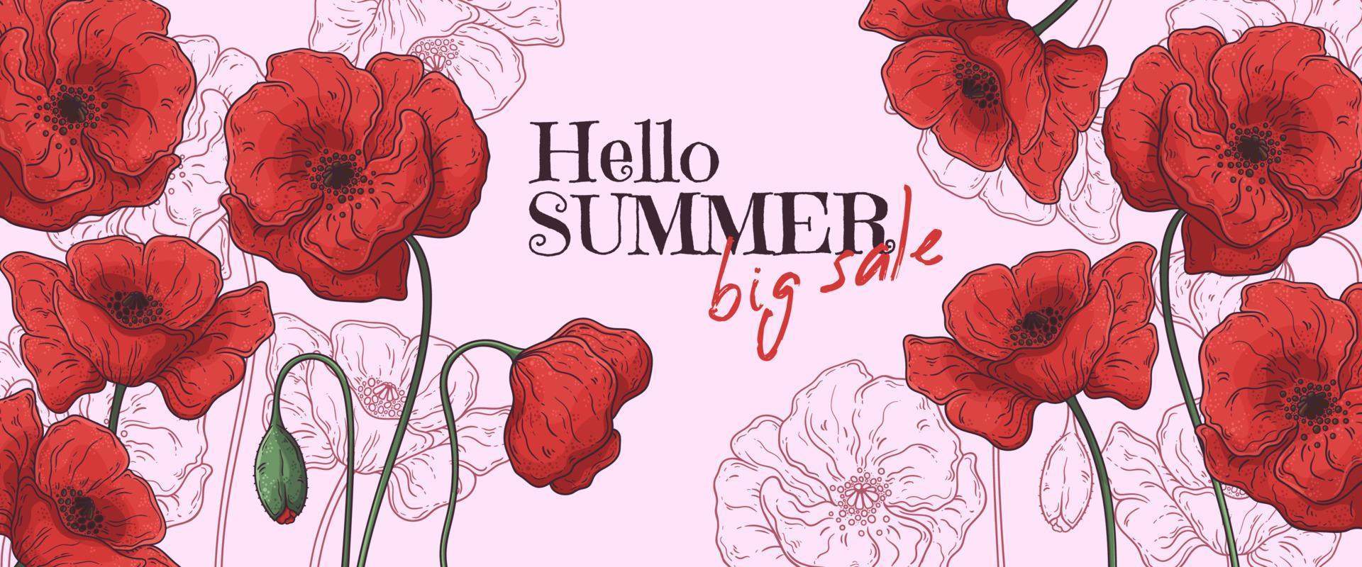 Hand drawn summer banner Vector. vector