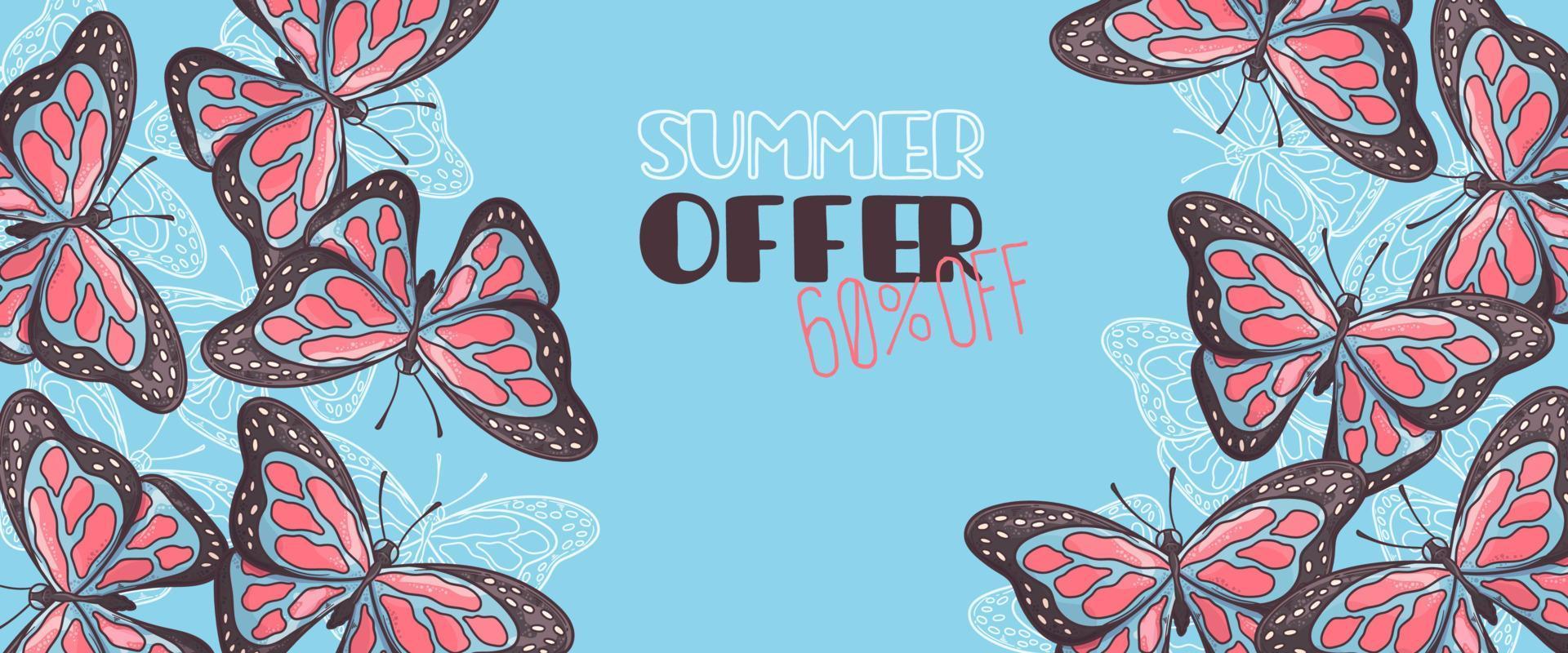 Hand drawn summer banner Vector. vector