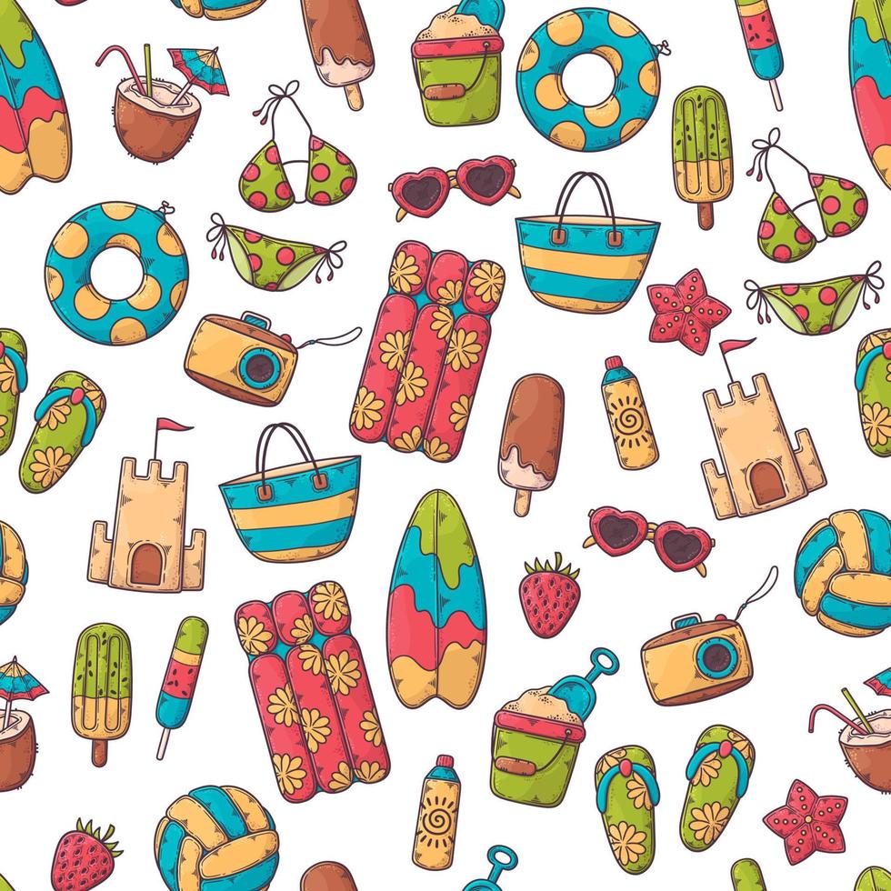 Hand drawn summer elements collection Vector. vector