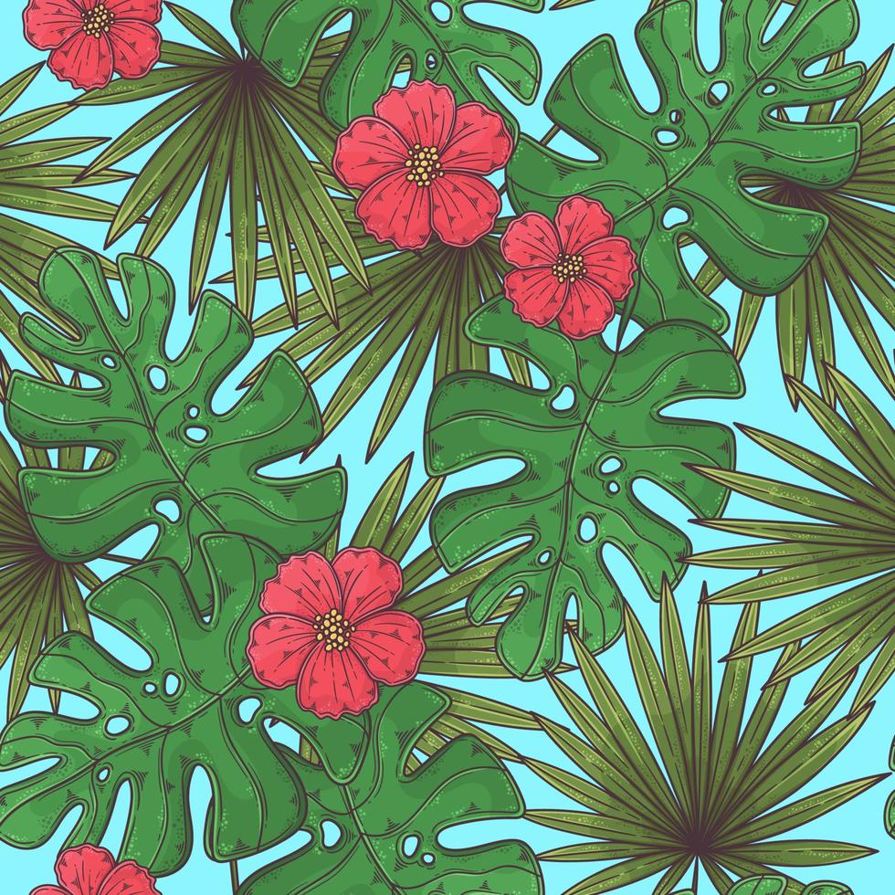 Hand drawn tropical seamless pattern Vector. vector