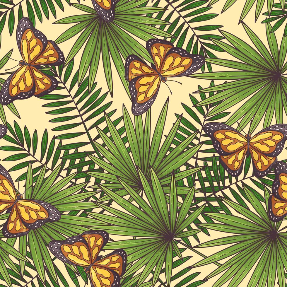 Hand drawn tropical seamless pattern Vector. vector