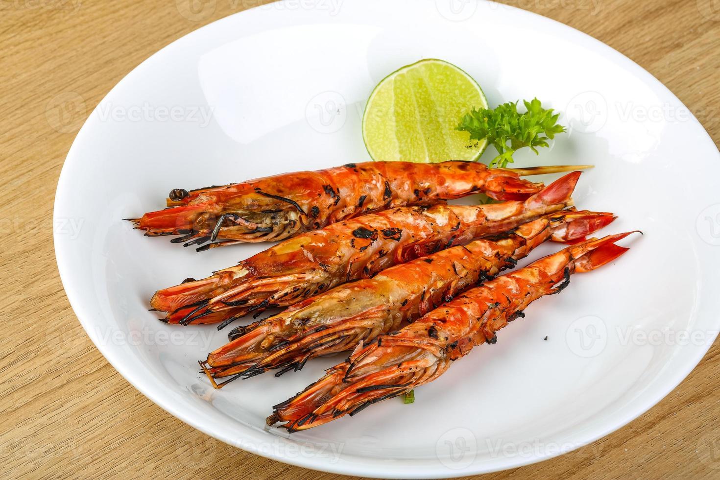 Grilled king prawns photo