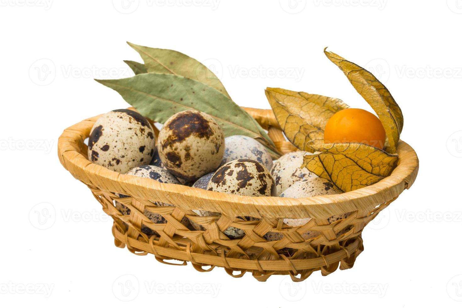 Quail eggs in dish photo