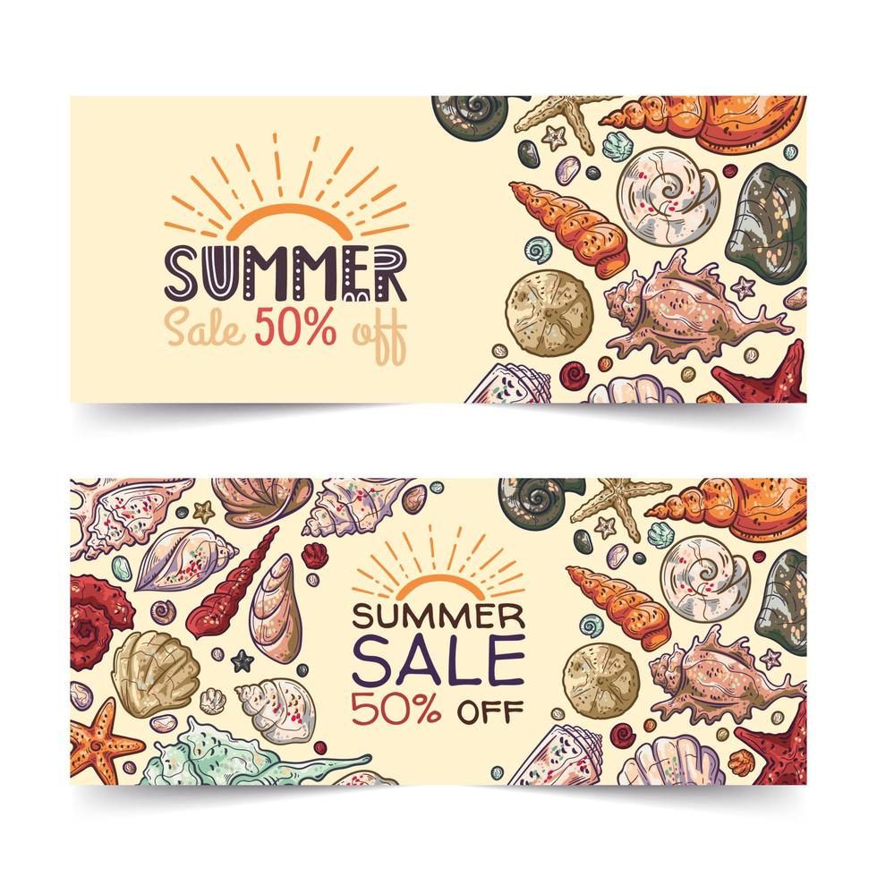 Hand drawn summer banners Vector. vector
