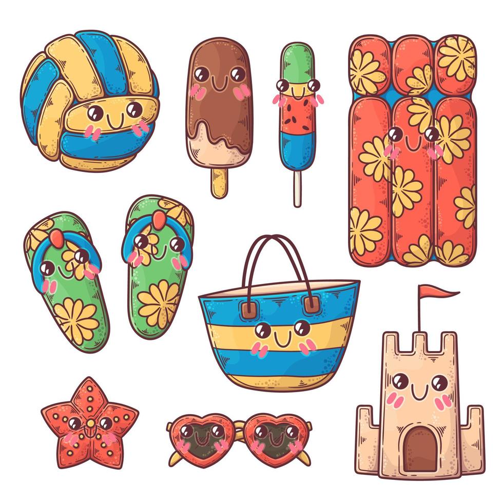 Hand drawn summer elements collection Vector. vector