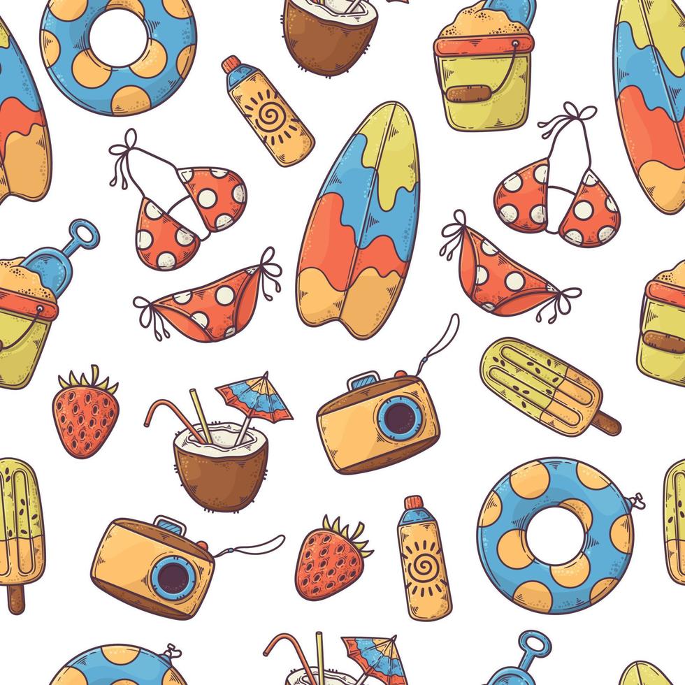 Hand drawn summer elements collection Vector. vector