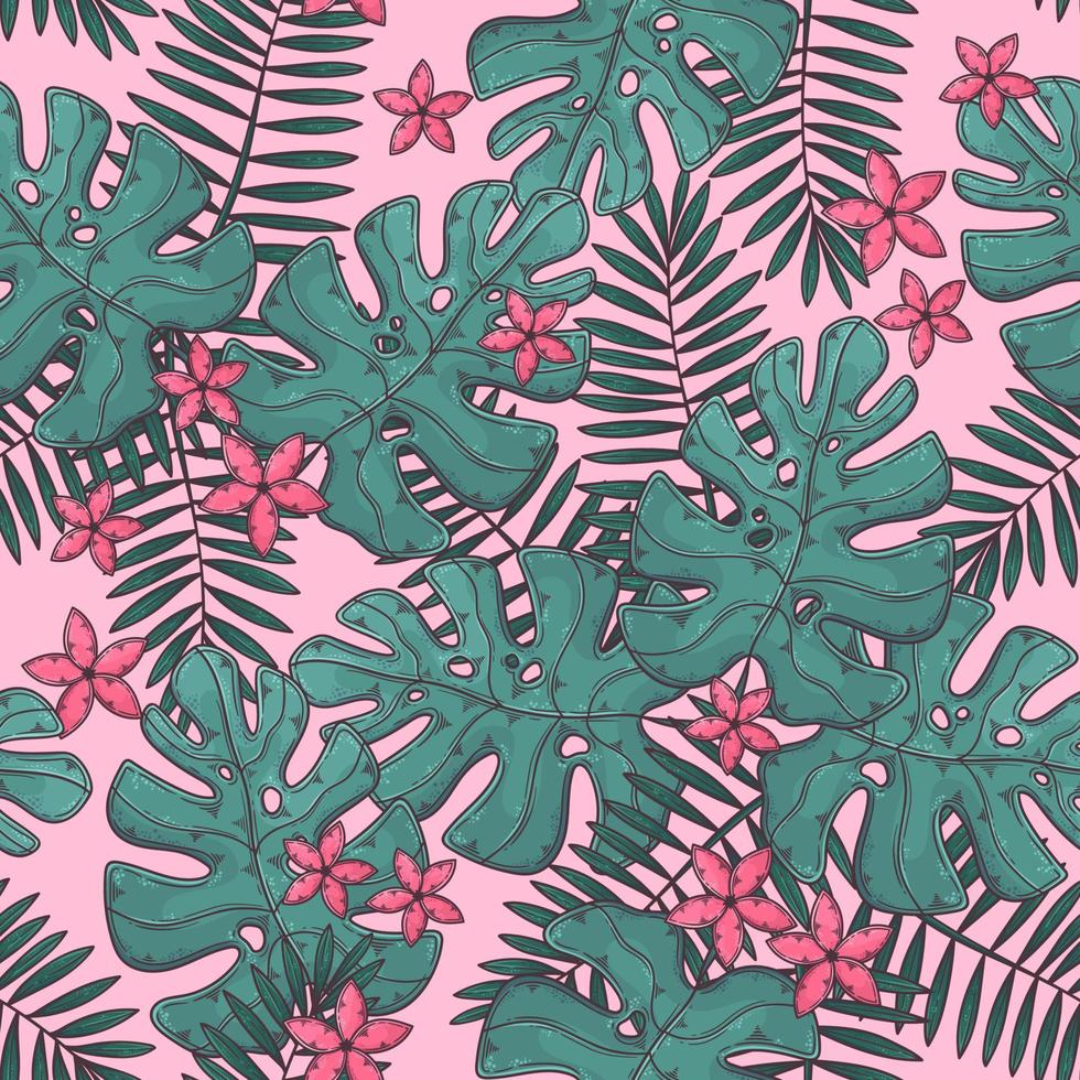 Hand drawn tropical seamless pattern Vector. vector