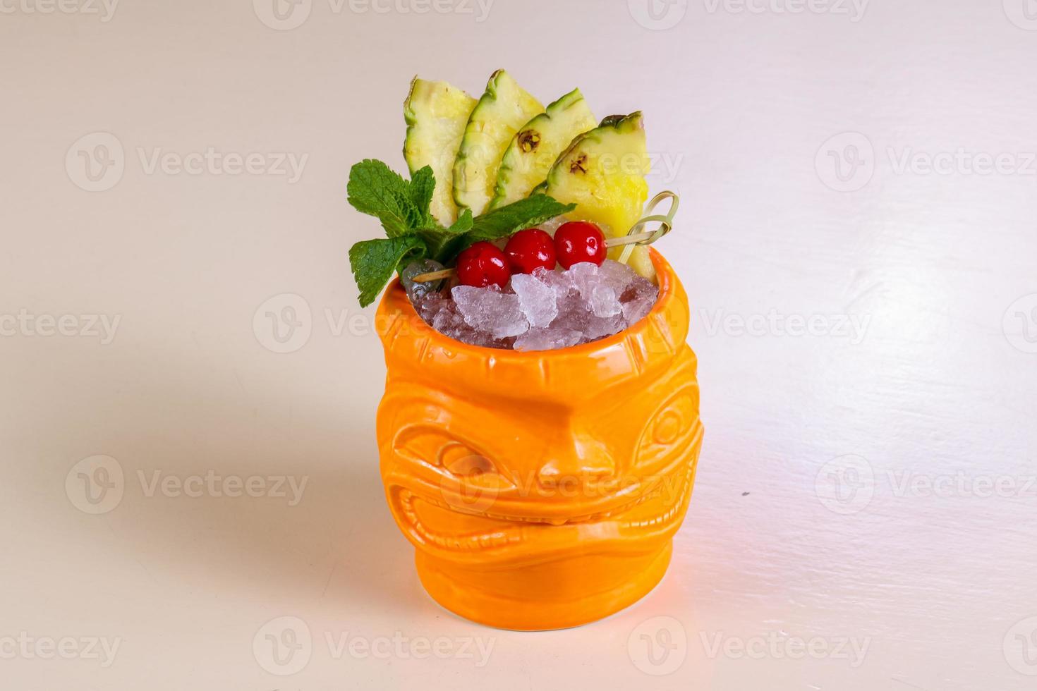 Pineapple cocktail with mint photo