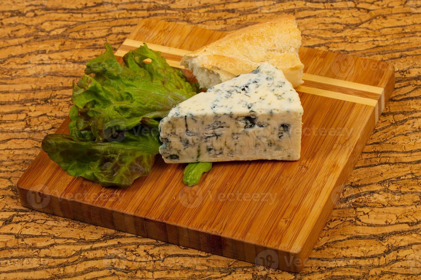 Blue cheese  with salad leaves photo