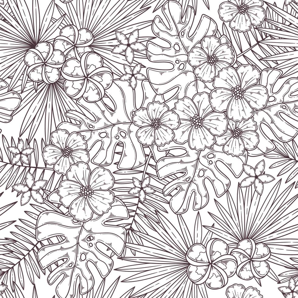 Hand drawn tropical seamless pattern Vector. vector