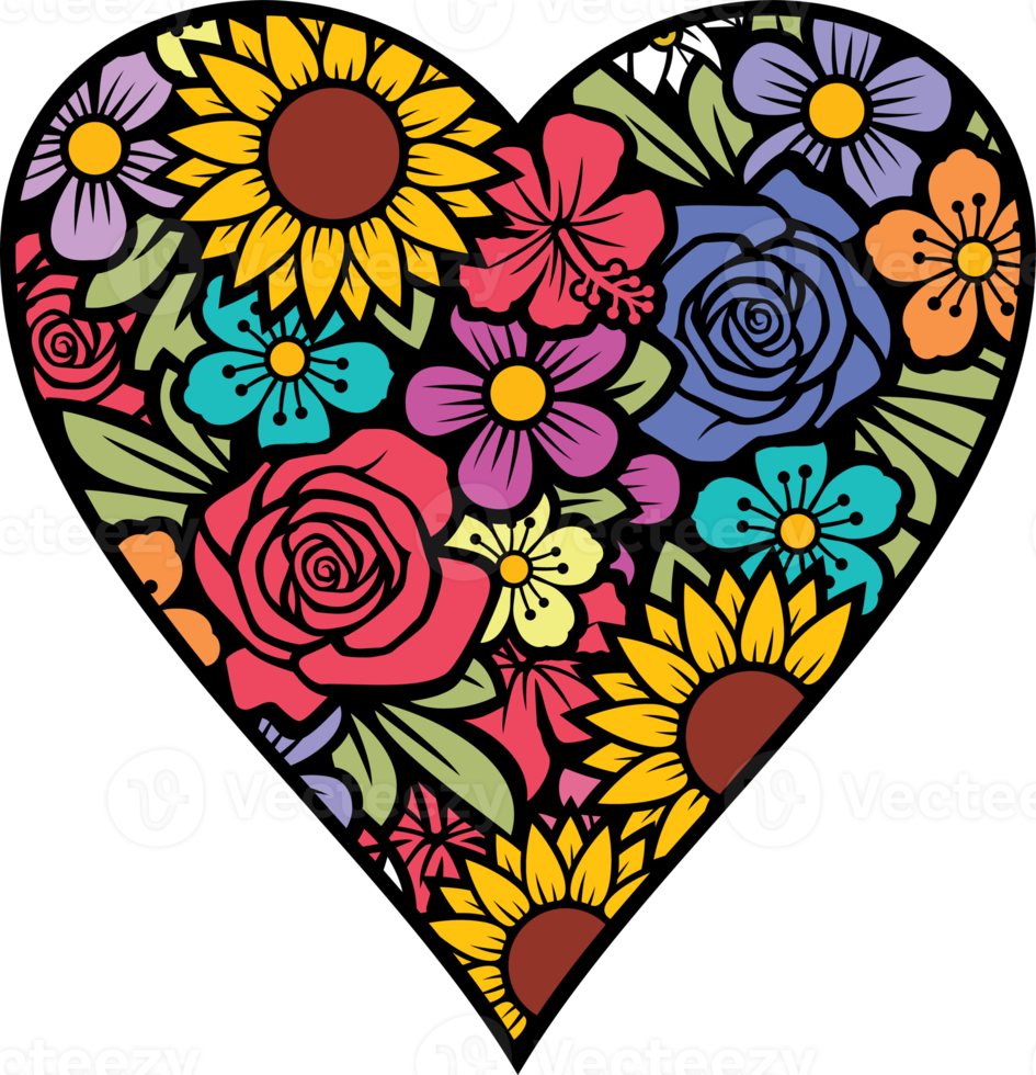 Floral heart png - bouquet of flowers and plants