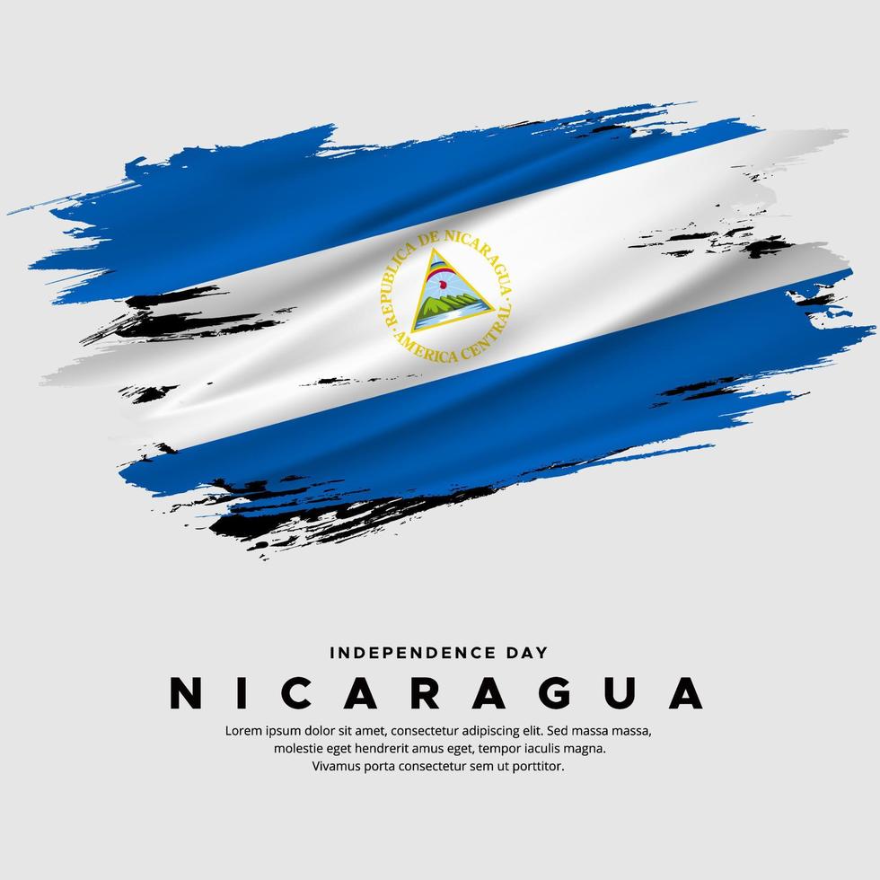 nuevo diseño del vector del día de la independencia de nicaragua. bandera de nicaragua con vector de pincel abstracto