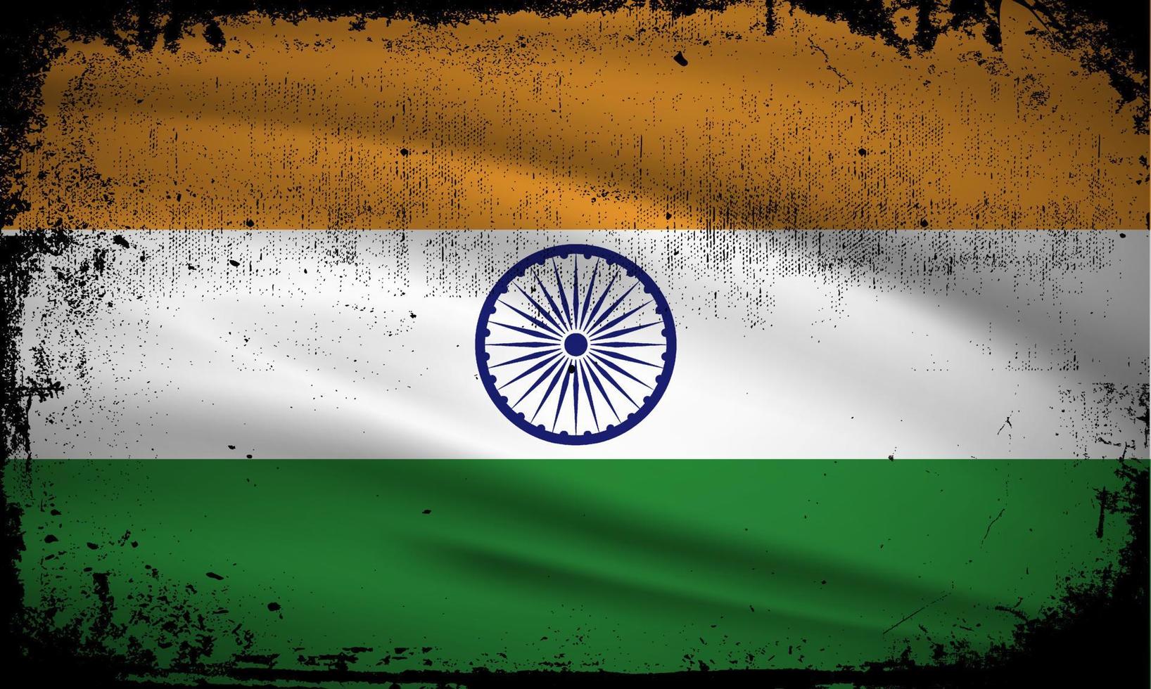 New Abstract India flag background vector with grunge stroke style. India Independence Day Vector Illustration.