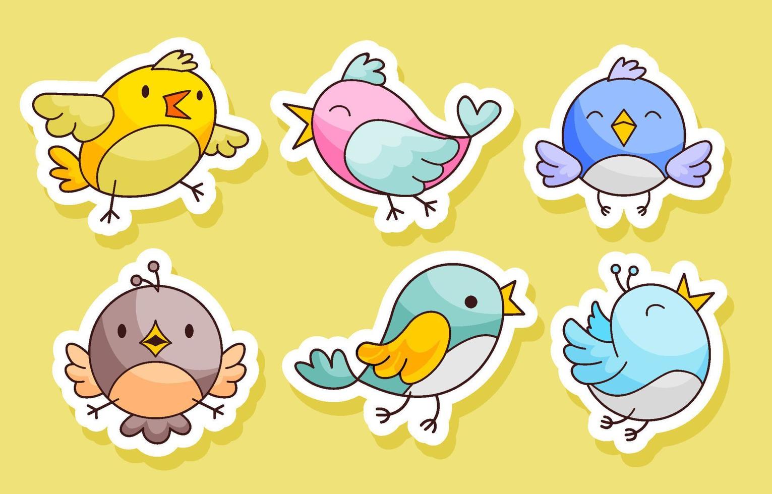 Cute Bird Sticker Set vector