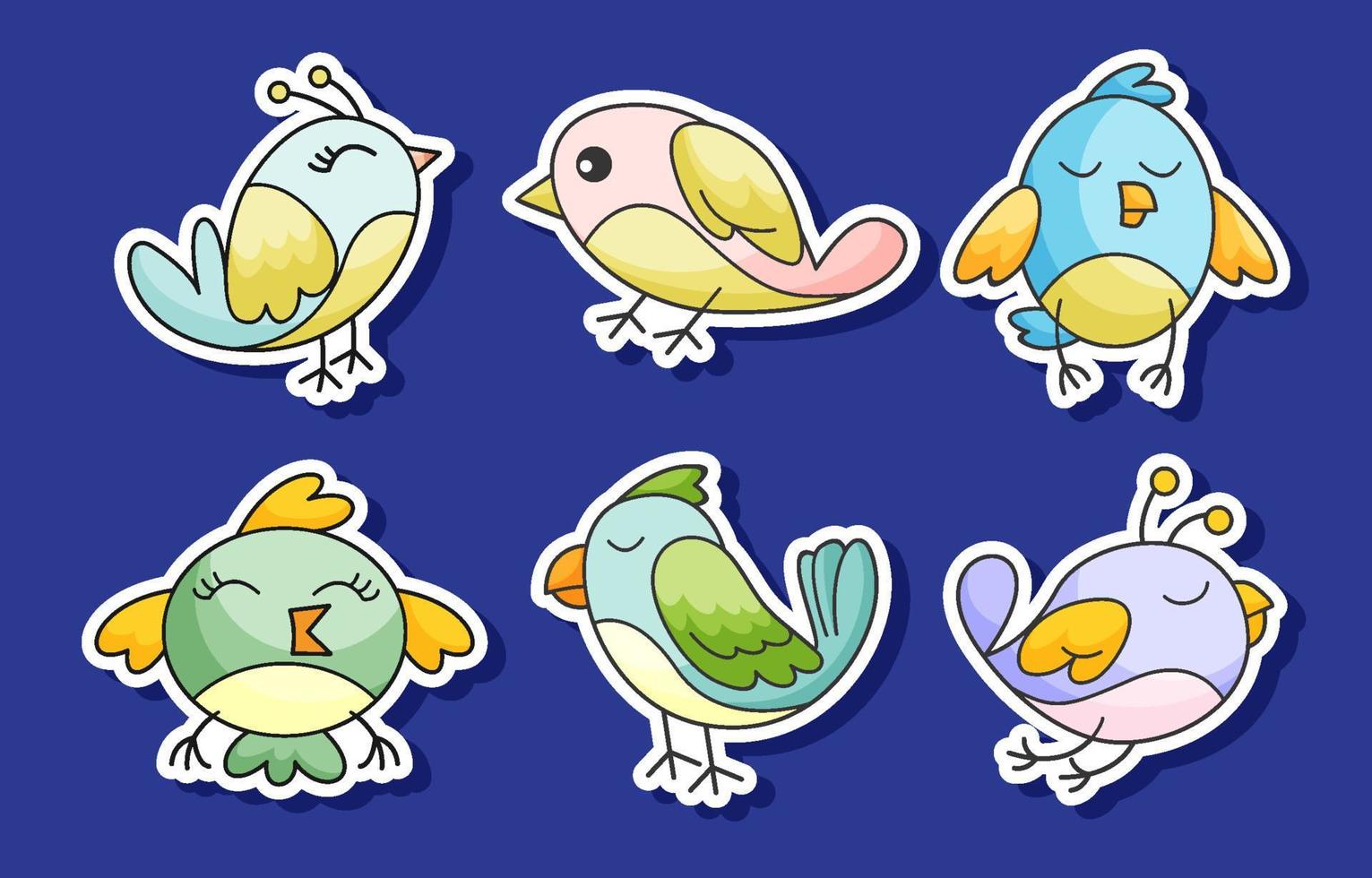 Cute Birds Sticker Set vector