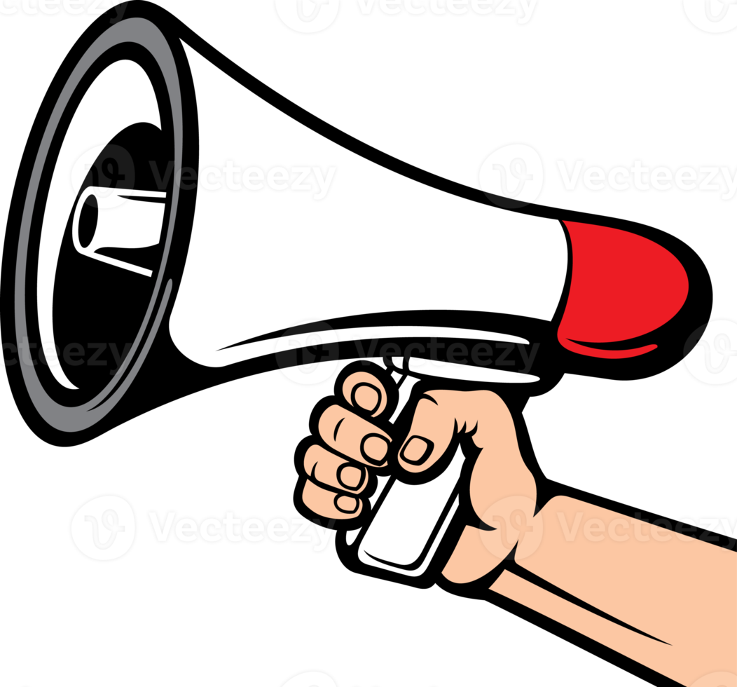 Hand holding megaphone png illustration