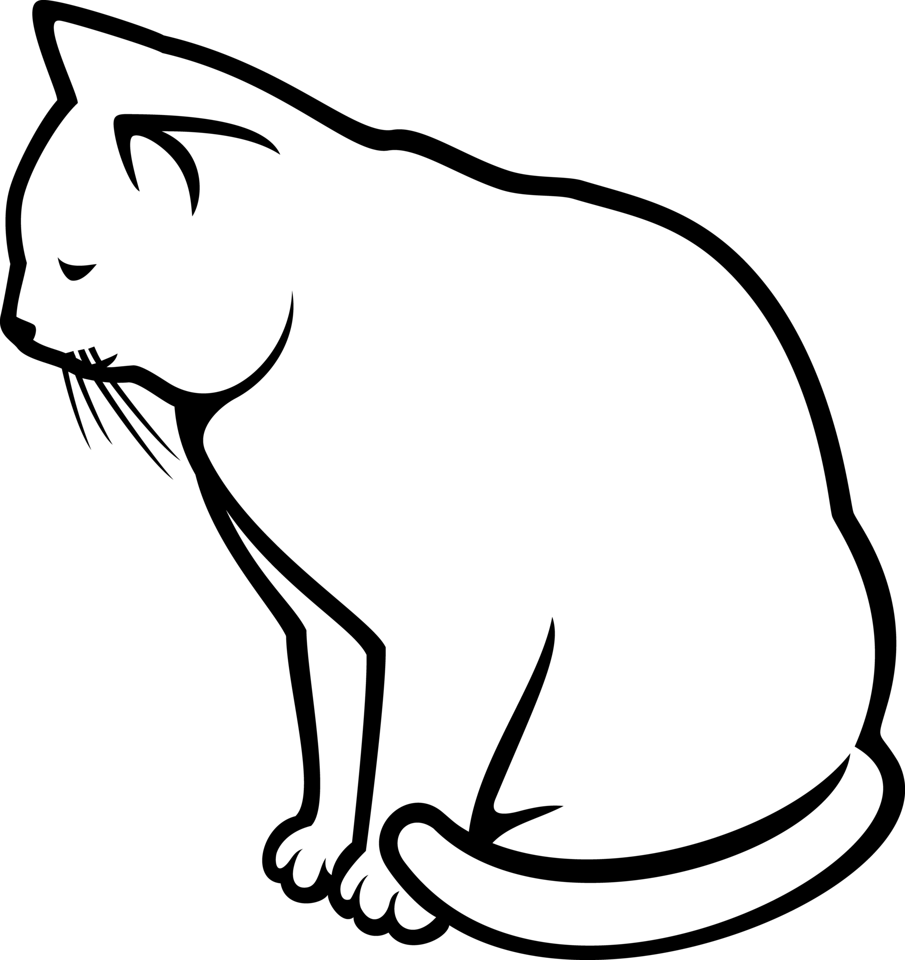 Кот сидит рисунок