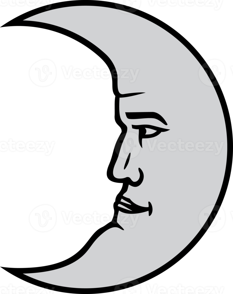 Crescent moon face png illustration