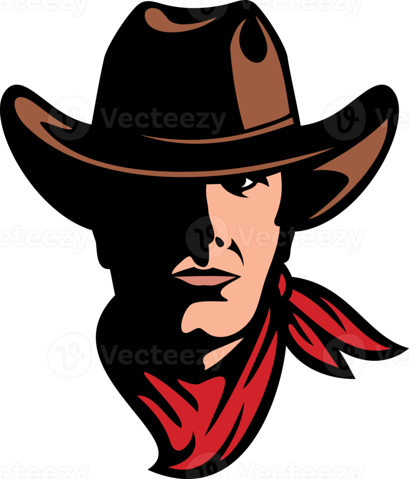 ilustração png de cabeça de cowboy americano