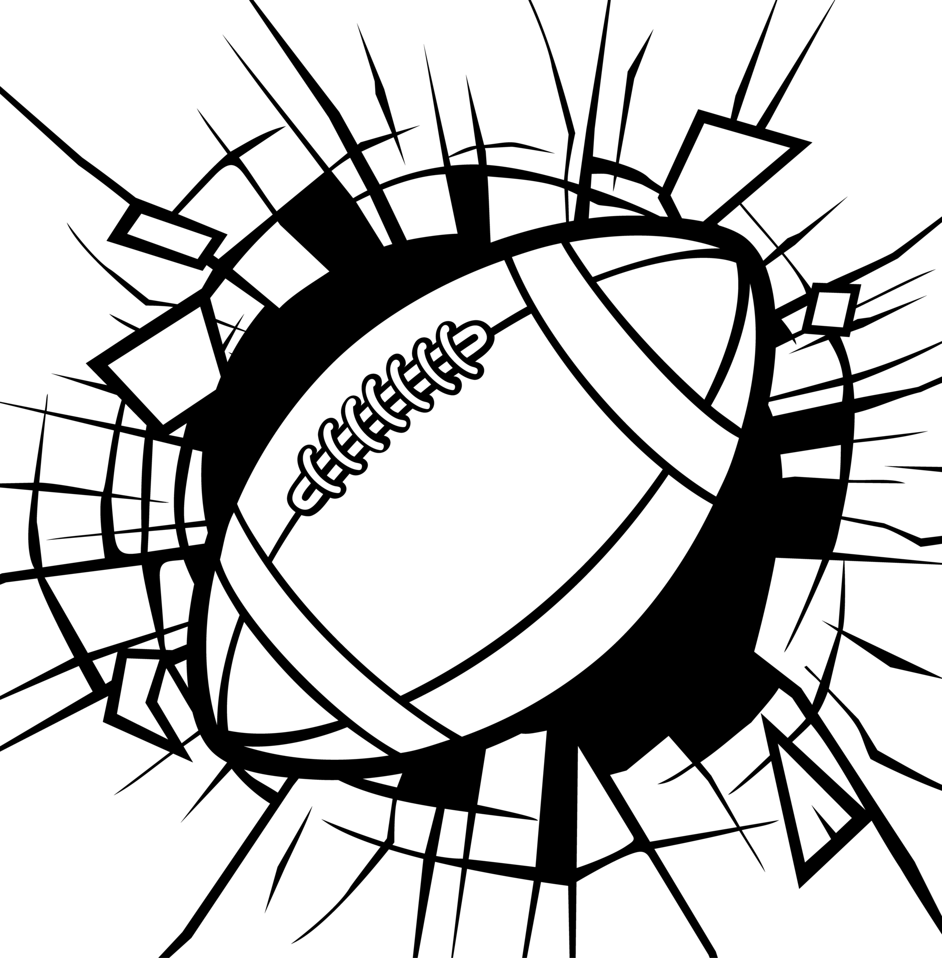 Smashing American football ball black and white. Png illustration. 8513618  PNG