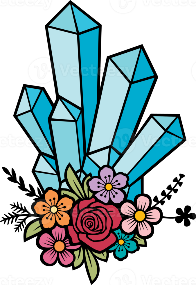 Floral crystal color png illustration