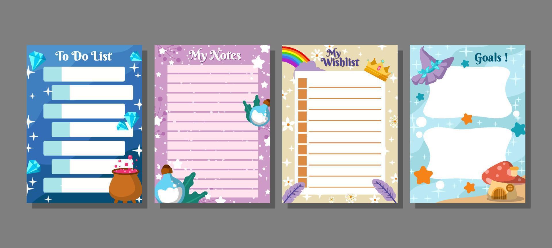 Journal Template Fantasy vector