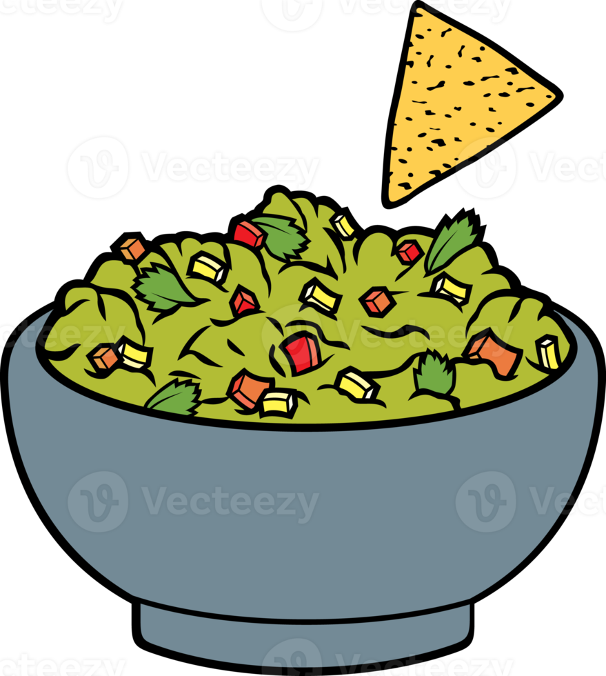 Mexican nachos and guacamole png illustration