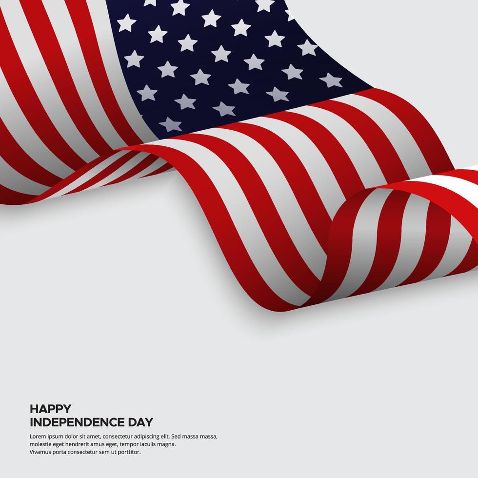 Elegant American Independence Day design background with realistic wavy flag vector