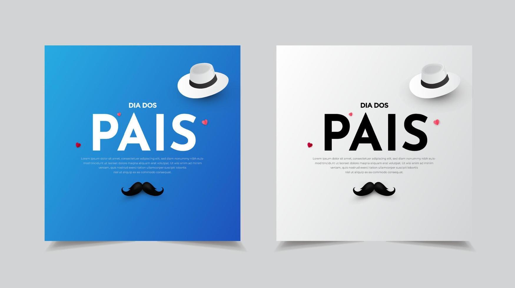 Collection of happy father's day design background with heart, hat and mustache vector
