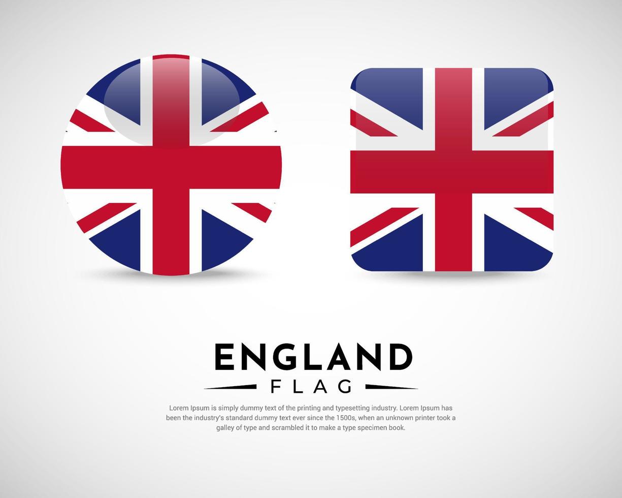 Realistic England flag icon vector. Set of England flag emblem vector