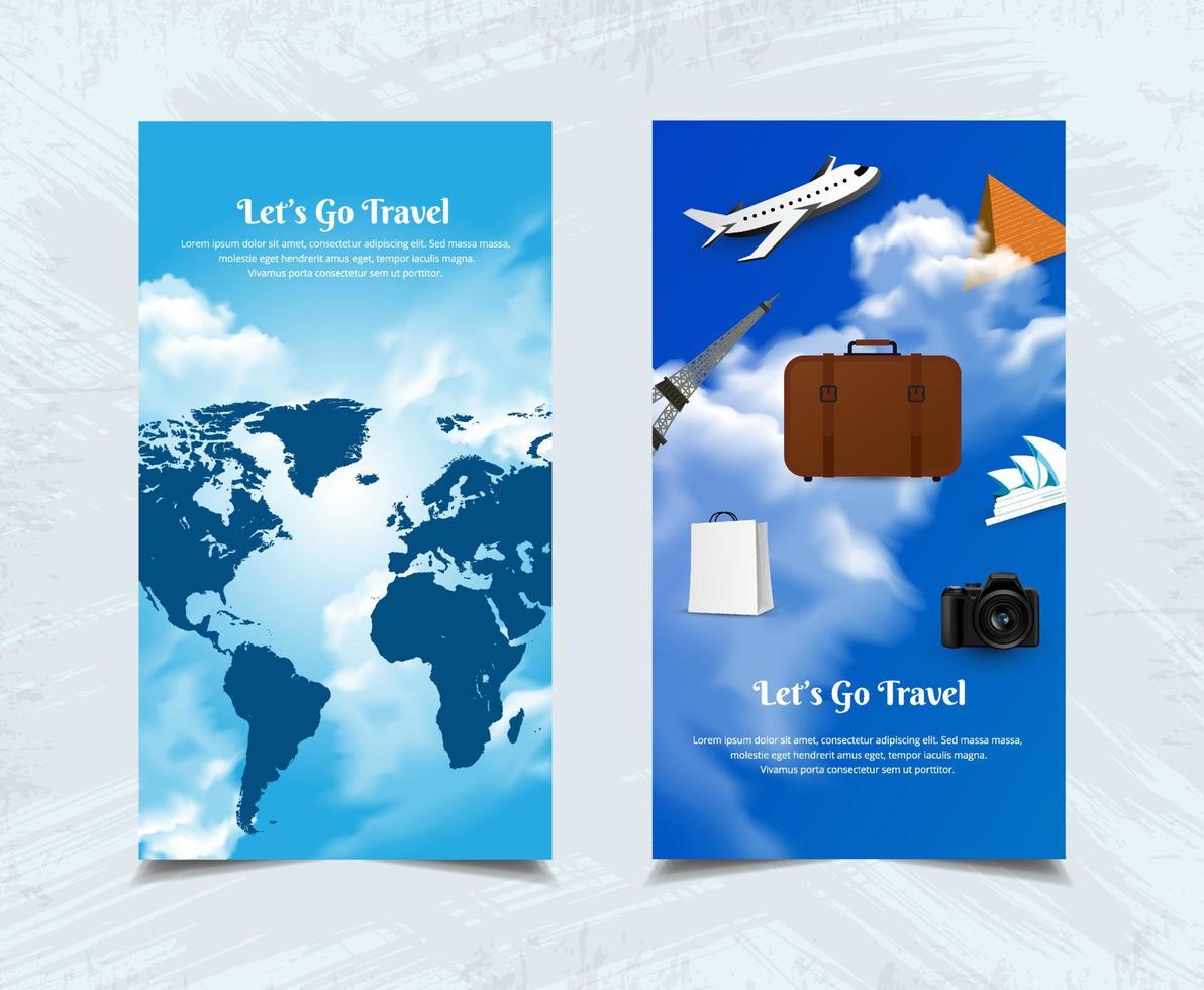 Elegant travel design background. Happy tourism day design template stories collection vector. vector