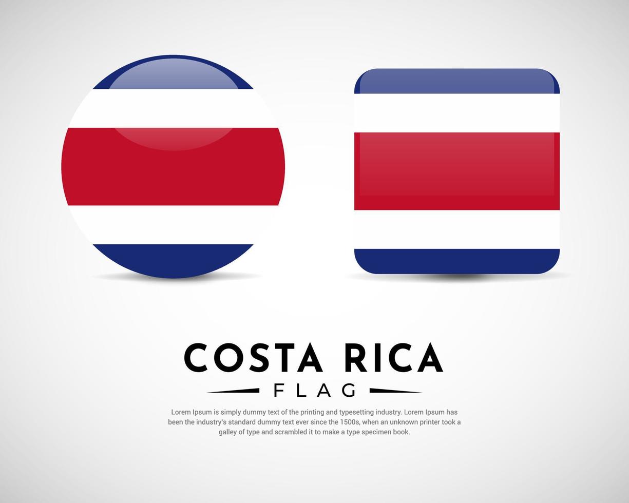 vector realista del icono de la bandera de costa rica. conjunto de vector de emblema de bandera de costa rica