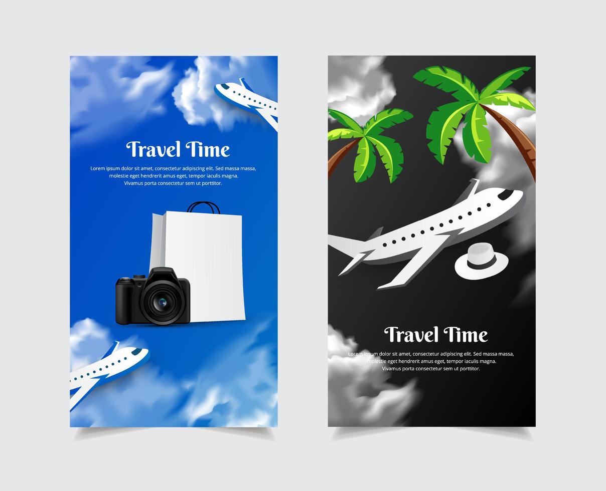 Wonderful travel world tourism design template stories collection vector