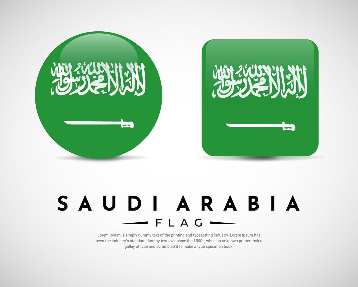 Realistic Saudi Arabia flag icon vector. Set of Saudi Arabia flag emblem vector