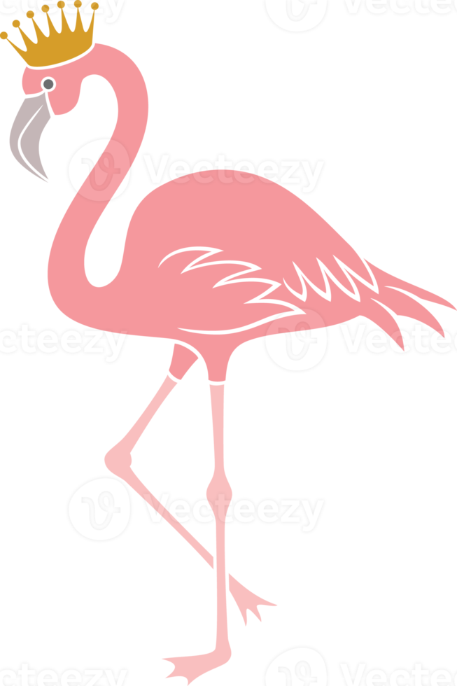 oiseau flamant rose avec couronne icône png