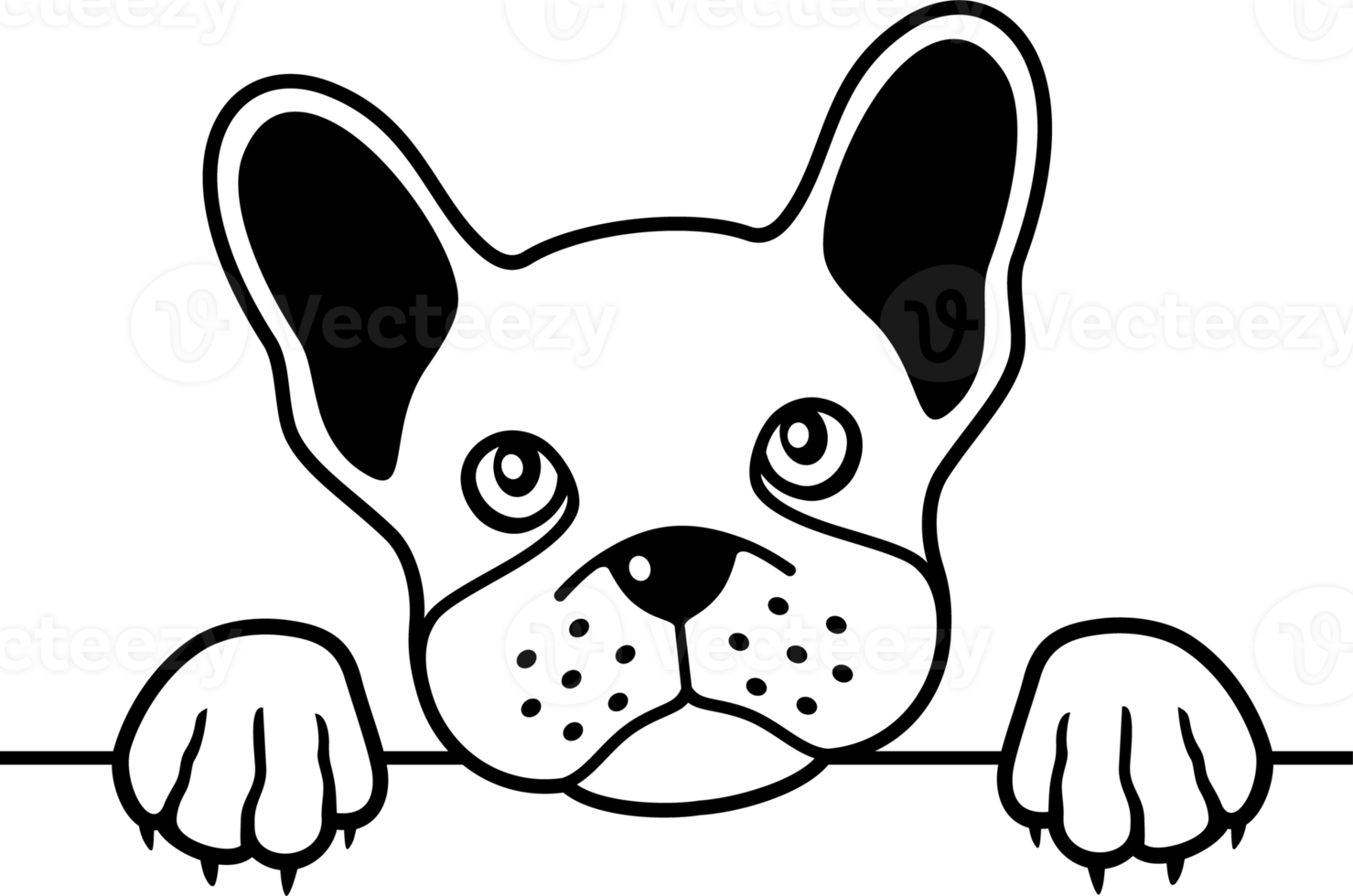 illustrazione png in bianco e nero del bulldog francese
