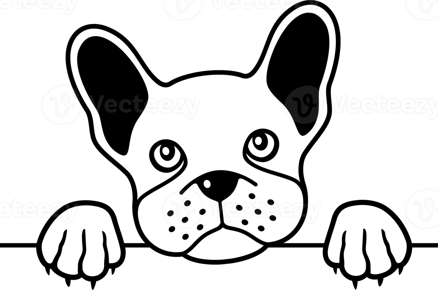 bouledogue français noir et blanc illustration png