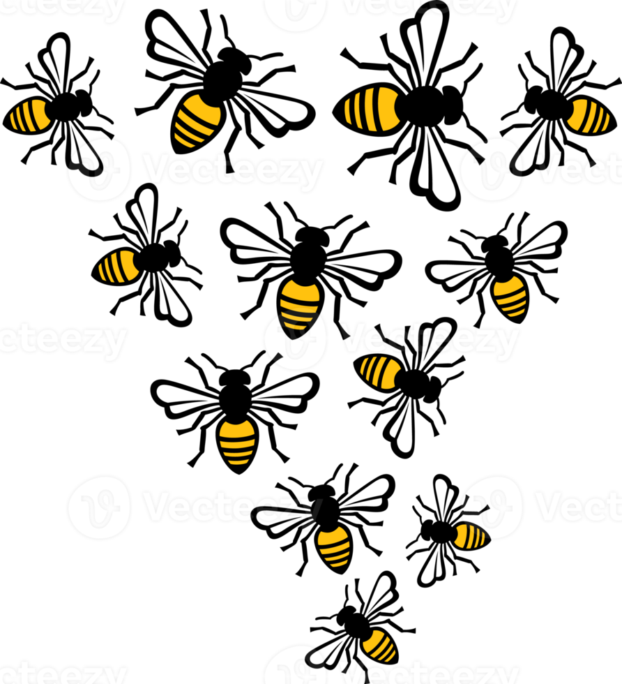 Flying bee png illustration - swarm