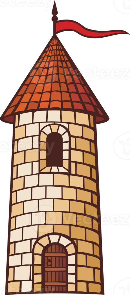 Medieval tower - old castle png illustration