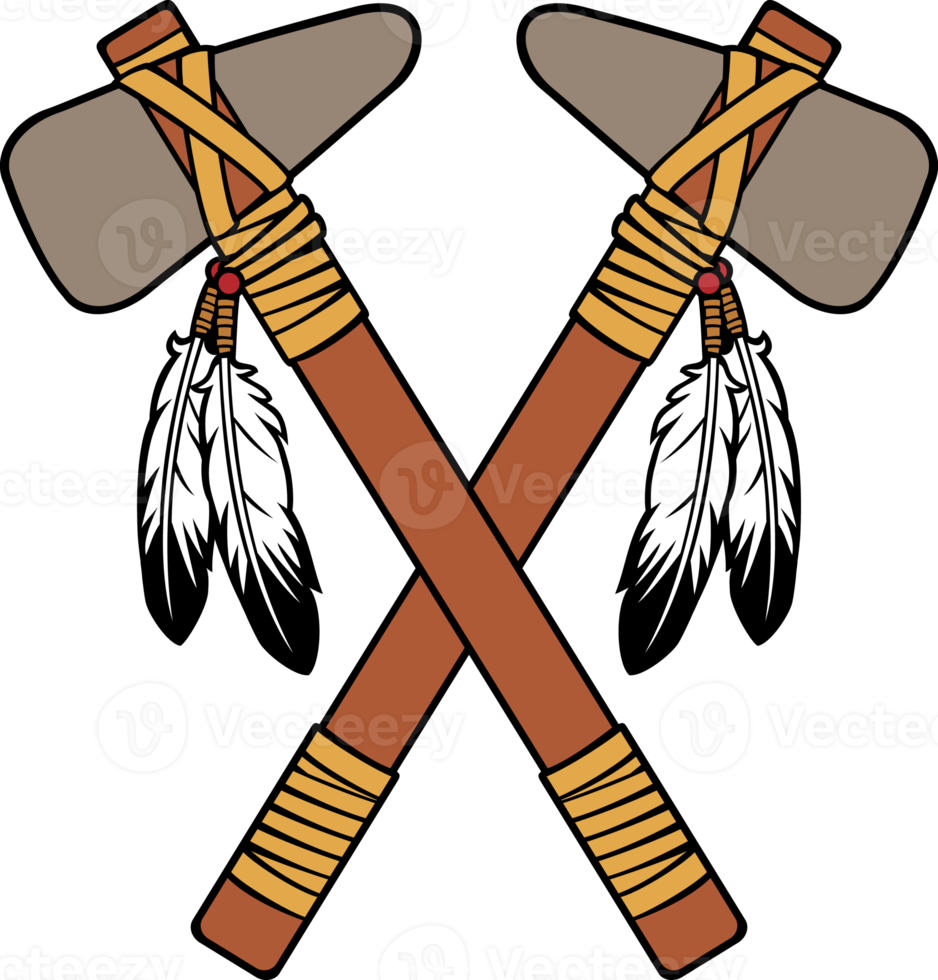 gekreuzter indianischer tomahawk png