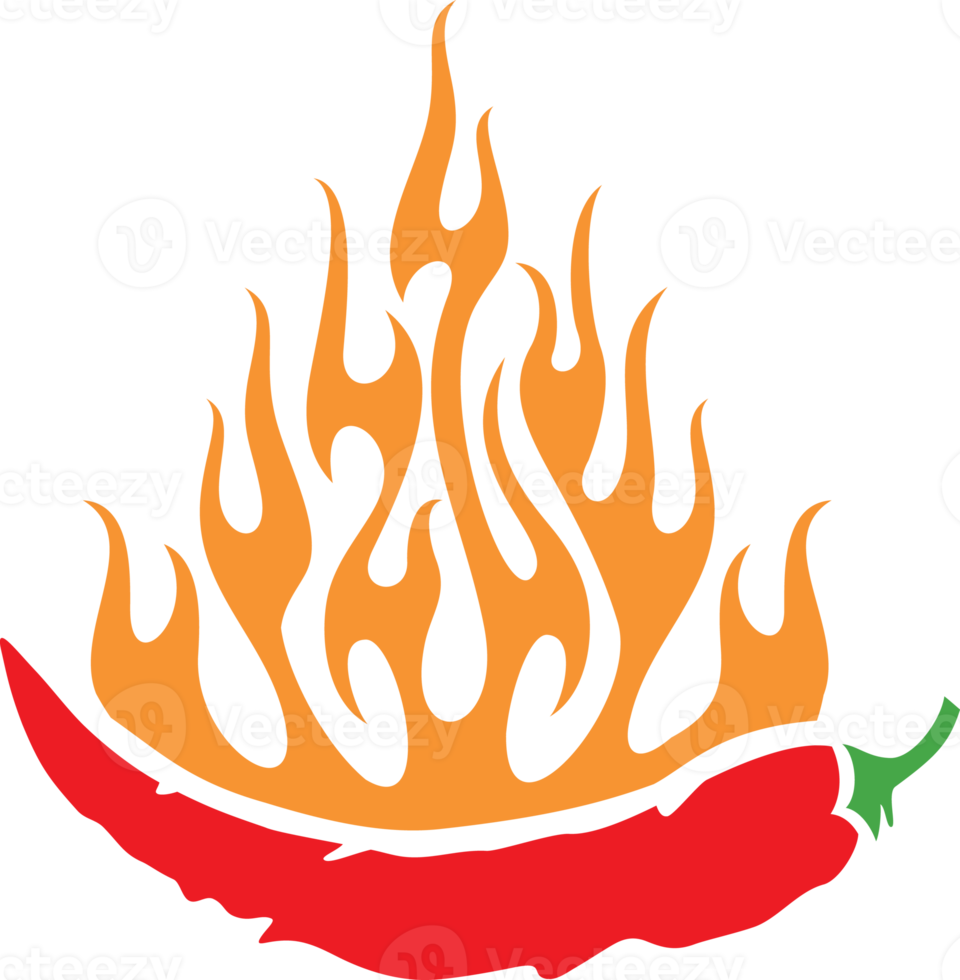 Chili pepper with flames png illustration