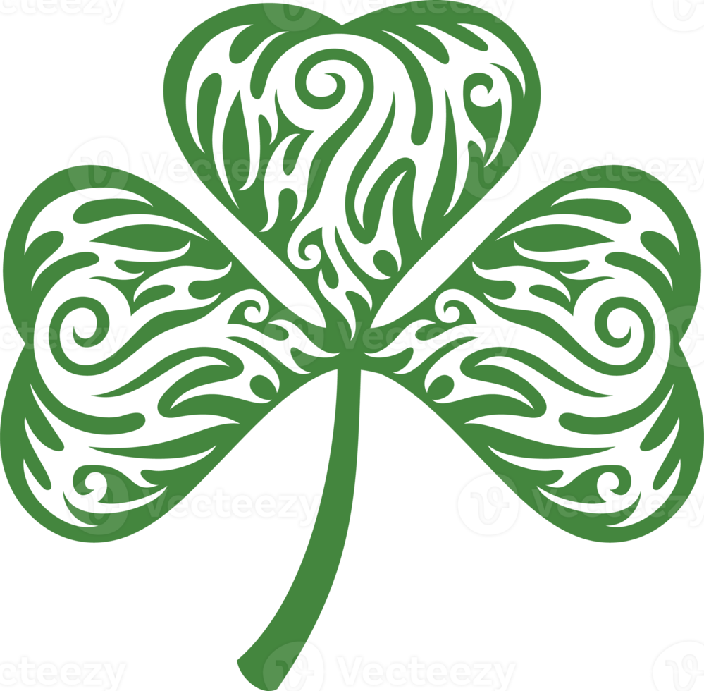 Tattoo clover with three leaves - Shamrock. Png illustration.