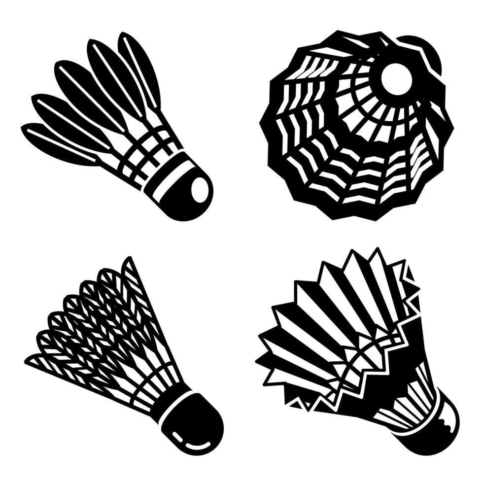 Shuttlecock icons set, simple style vector